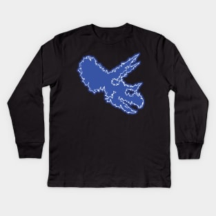 Power Skull - Triceratops Blue Kids Long Sleeve T-Shirt